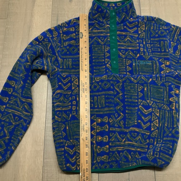 L.L. Bean Jacket Womens Size S Blue Classic Snap T- Fleece Aztec Pullover Hiking - Picture 7 of 9